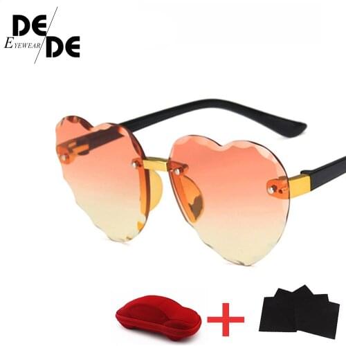 2020 Fashion Kids Rimless Sunglasses Girls Baby LOVE Heart Shape Sun Glasses UV400 Goggles Children Shades High Quality