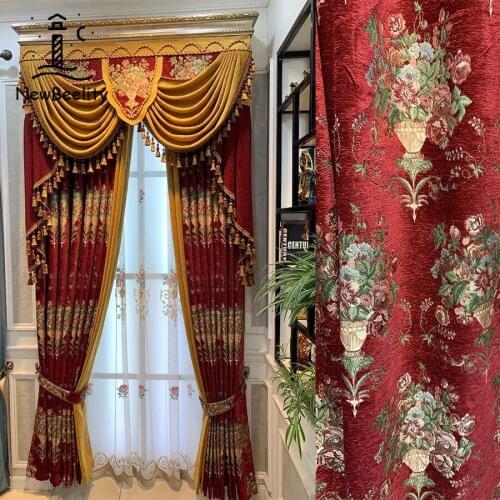 2021 Curtains for Living Dining Room Bedroom American Light Luxury Chenille Jacquard Shading Thickening Customization
