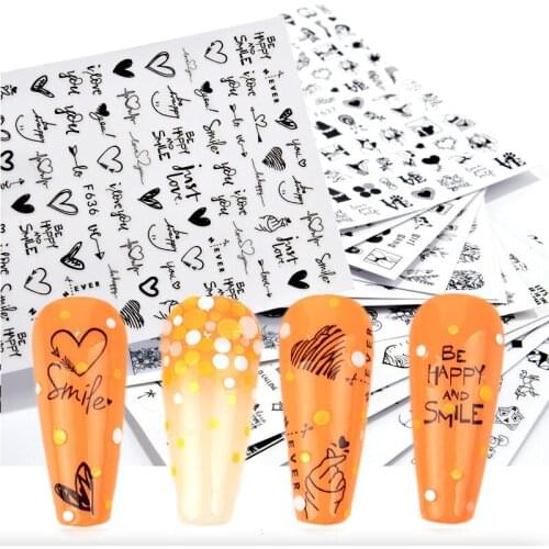 3D Flower Nail Stickers Women Face Sketch Abstract Butterfly Image Sexy Girl Nail Art Decor Sliders Manicure Stickers for Nails