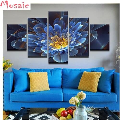 5pcs flower,Drop shipping,diamond Embroidery Mosaic picture Pattern Wall Art diamond Painting for Living Room Home Wall Decor