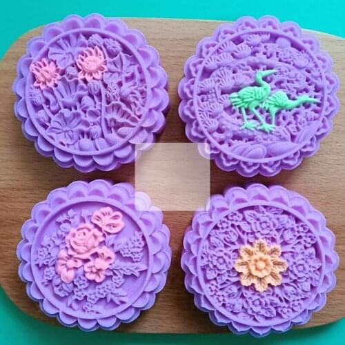 50LB Plastic Mooncake Mold 150g Flower Stamp Cookie Cutter Mould DIY Baking Accessories Mid-Autumn Festival Kitchen Gadgets