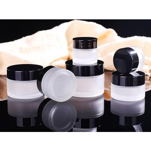 5g- 50gFrosted glass Eye cream Foundation Facial Mask Makeup Jar Pot Refillable Sample bottles Travel Cosmetic Cream Contaniers