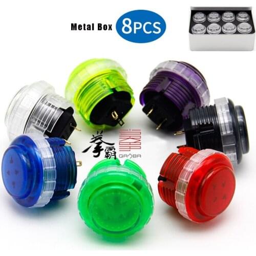 8pcs/lot Metal Box Original Qanba Translucent 30mm Mechanical Pushbuttons with Omron Switches for Arcade JAMMA MAME Game