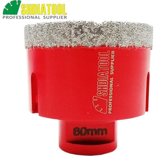 SHDIATOOL Diameter 60mm Vacuum Brazed Diamond Drilling Core Bits With 10MM Diamond Height M14 Connection Drill bits Hole Saw