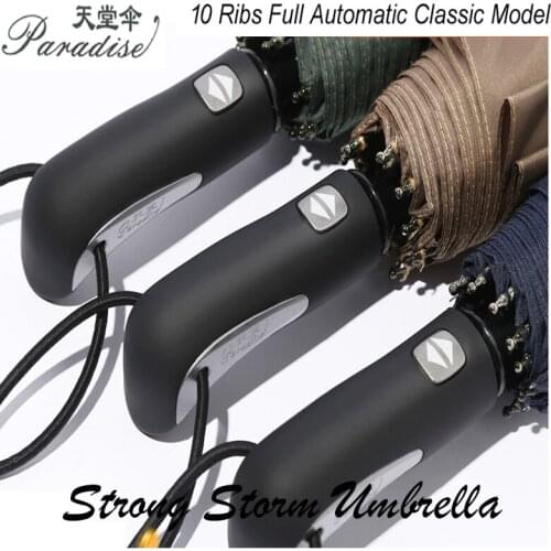 Automatic Business Umbrella- Compact 10 Steel Ribs Portable Sunny & Rainy Anti UV 442g 3 Folding Windproof Waterproof Umbrella