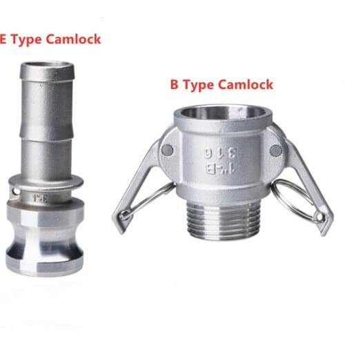 B + E Type Camlock 1/2" 3/4" 1" 1-1/4" 1-1/2" Hose Barb To BSPT Male Thread 304 Stainless Steel Cam Lock Fitting Adapter