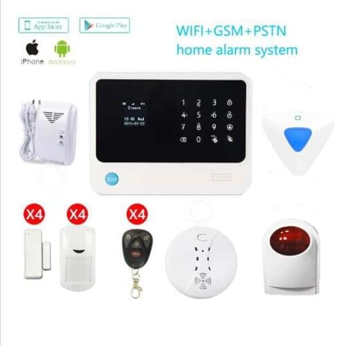 433mhz G90B plus Security Wireless wifi GSM Alarm System APP control Wireless Strobe Siren /Smoke Detector /Gas Detector sensor
