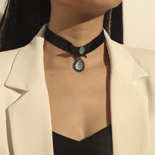 Bohemian Black Velvet Rhinestone Butterfly Pendant Necklace for Women Fashion Ocean Sea Beach Necklaces Boho Jewelry