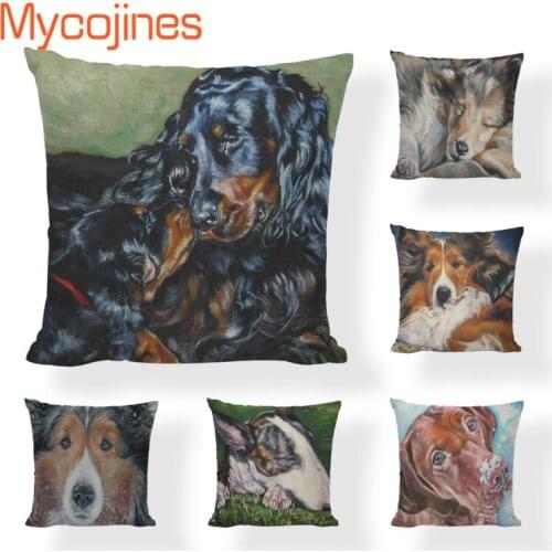 Human Friendly Companion Cushion Cover Geometric 45*45CM Square Shepherd Dog Butterfly Decor Valentine Office Throw Pillow Case