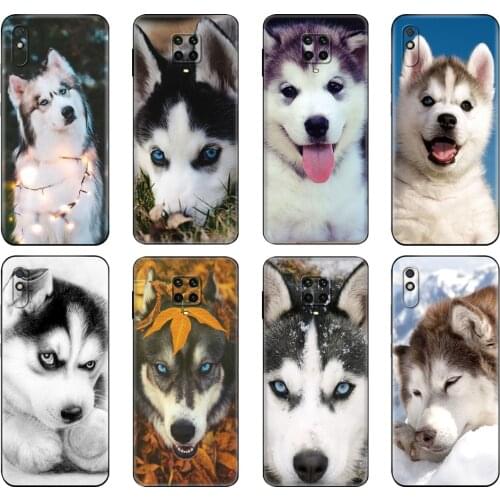 Black tpu Case For Xiaomi Redmi 7A 8 8A 9 9A 9C Case Redmi Note 8T 8 Pro T Note 9 9S 9 Pro Case Animal Husky Puppy Dog