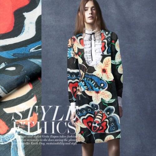 CNUM SL011 Pure Silk/ Wings /Digital Printed/Silk Fabric 30% Silk 70% Linen/ Width1.53yd Thickness 15.50mm/ Unit: Meter