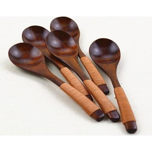5Pcs/Lot 13cm*3cm Tea Direct Selling Wood Stocked Ce / Eu New Product Spoons Lovely Kitchen Dining Wooden Tableware Spoon