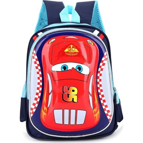 Disney Hot new cartoon 95 car hard box childrens school bag paint boys girls backpack Travel storage bag snack pack