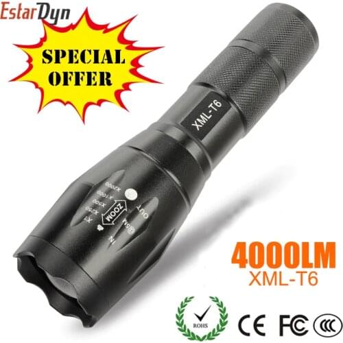 LED Rechargeable Flashlight Waterproof XML T6 linterna torch 4000 lumens 18650 Battery Outdoor Camping Powerful Led Flashlight