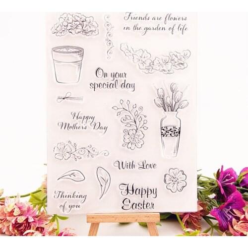 Hot sale flower pot Transparent Clear Stamps / Silicone Seals Roller Stamp for DIY scrapbooking photo album/Card Making