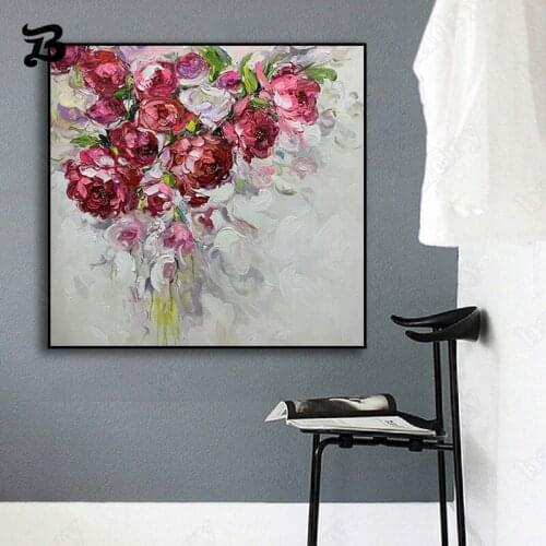 Nordic Style Canvas Painting Wall Art Decorative Colorful Flower Oil Painting for Living Room Corridor Entrance Decoration Mural