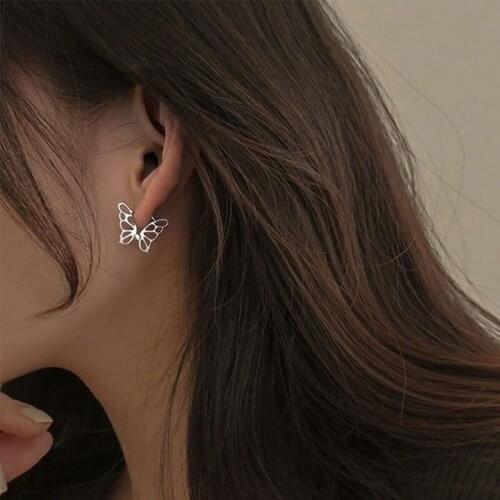 KOFSAC Exquisite Butterfly Earrings For Women 925 Sterling Silver Jewelry Chic Hollow Butterfly Earring Girl Fashion Accessories