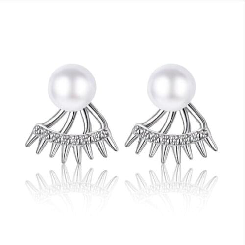 KOFSAC New Fashion Pure Silver 925 Stud Earring Temperament Cute Eyelashes Pearl Earrings For Women Valentines Day Jewelry Gift
