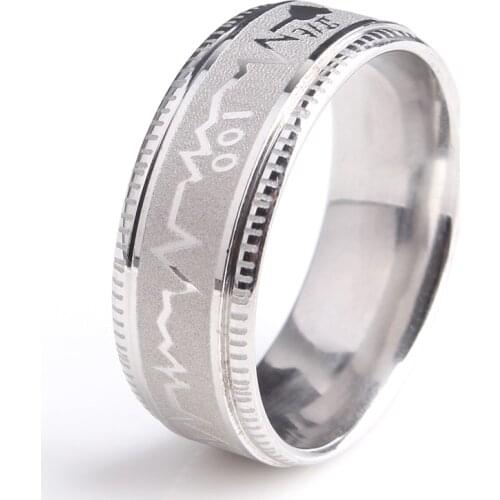 Stainless Steel Rings Men Jewelry Electrocardiogram Heart Wedding Rings for Women Jewelry
