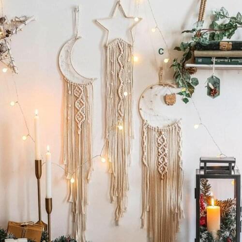 LISM nordic star moon tapestry room decoration macrame wall hanging dreamcatcher boho decor wall hanging college dorm gifts