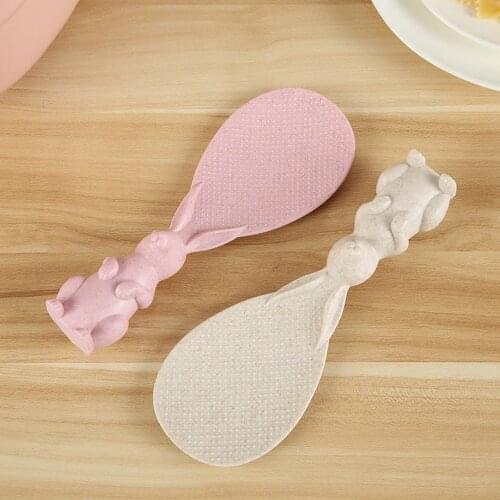 10PCS Cute cartoon stone rabbit rice spoon non-stick vertical stand rice spoon soup ladle kitchen tool dinner