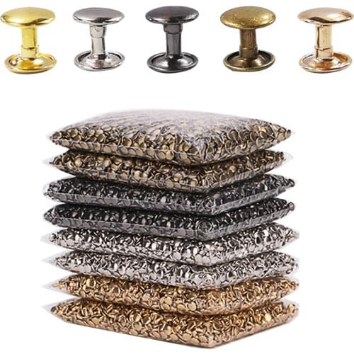 100sets 6/8mm Metal Double Cap Rivets Studs Round Rivet for Leather Craft Bag Belt Clothing Garment Shoes Pet Collar Decor