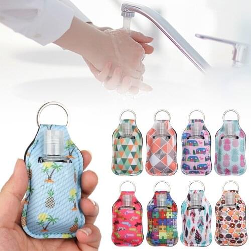 1 Pcs 30ml Reusable Hand Sanitizer Bottle With Keychain Carrier Portable Travel Flip Cap Refillable Shower Gel Shampoo Bottle