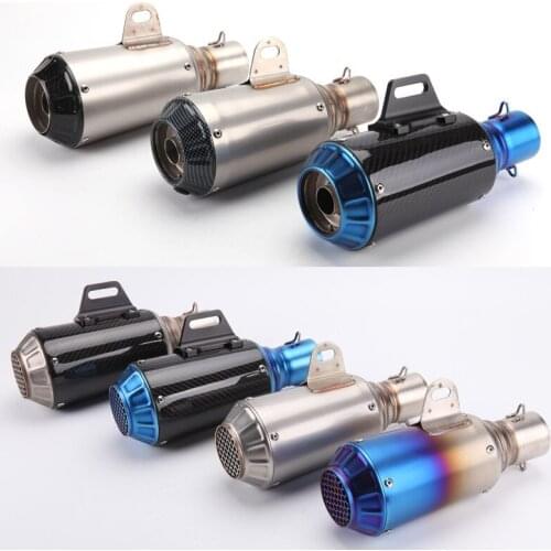 Inlet 51mm Motorcycle Exhaust Muffler Pipe End Tube Universal Pitbike Scooters Motorbike Slip On Escape Moto Carbon Fiber