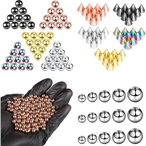 10PCS Stainless Steel Screw Replacement Piercing Ball Lot 14G Labret Eyebrow Piercing Ball Bulk DIY Piercing Jewelry Making Set