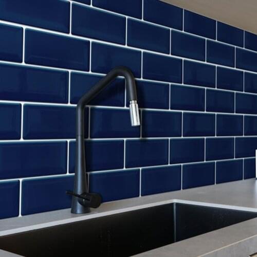 Blue Subway Wall Sticker For Kitchen Backsplashes Tiles Peel and Stick Wall Tile Mosaic Wall Stick easy Clean