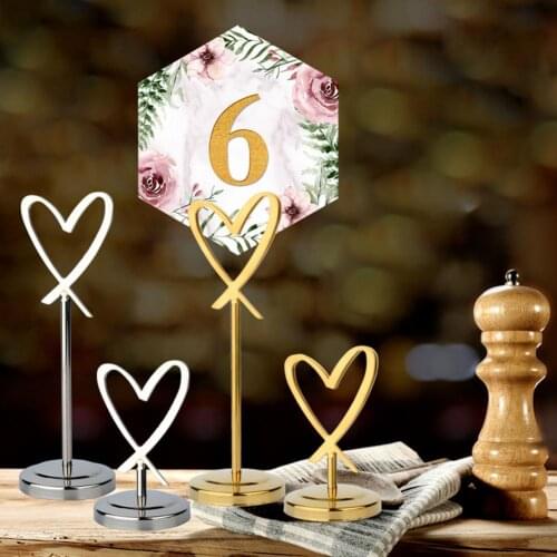 Table Number Holder Delicate Heart Shape Stainless Steel Multi-use Name Card Stand for Wedding Table Number Holder