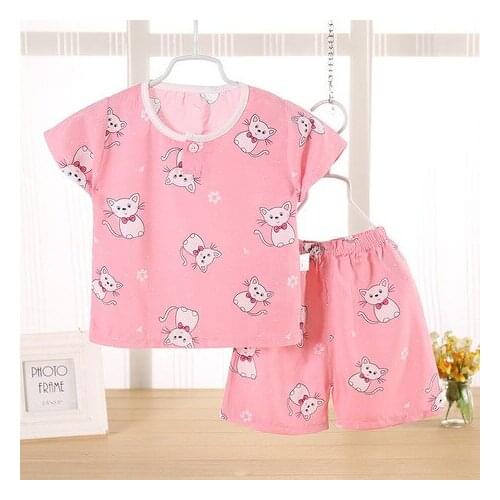 Pajama Sets Sleepwear pyjama fille girl pyjama sets summer short boys pajamas set boys pyjamas enfant 73-130cm 100% cotton hot