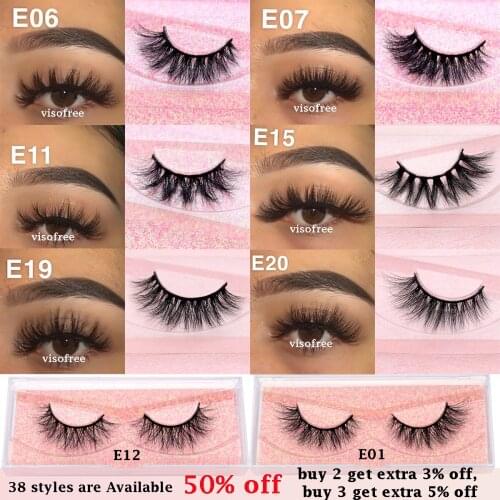 Visofree Makeup Eyelashes 3D Mink Lashes Fluffy Soft Wispy Volume Natural long Cross False Eyelashes Eye Lashes Reusable Eyelash