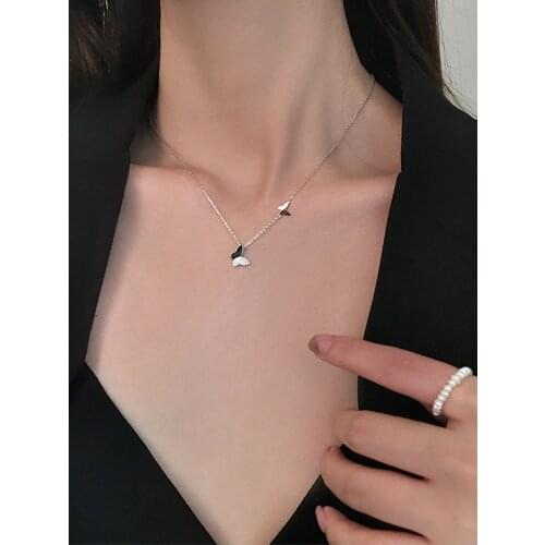 S925 Silver Butterfly Necklace with simple clavicle chain student fresh jewelry for female wholesale