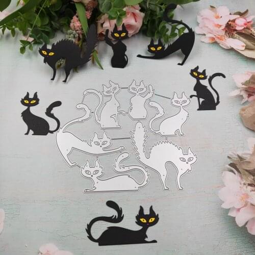 Six Halloween black Cat Metal Cutting Dies for 2020 new DIY scrapbook paper card decorative craft embossing molds