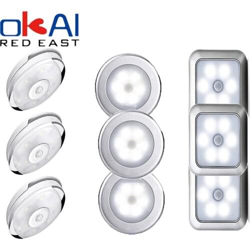 LED Motion Sensor Night Light Battery Powered Smart Induction Under Cabinet Light Kitchen Accessories Bedroom Stairs Toilet Lamp