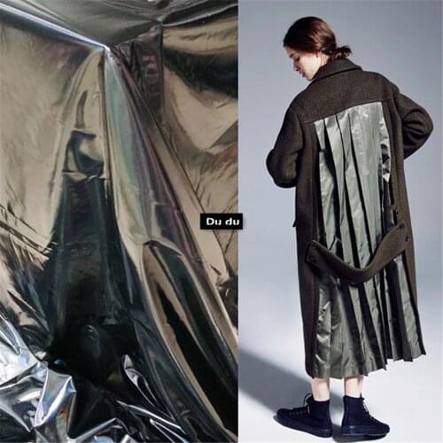50*145cm Reflective Clothing Fabric Mirror Coating Laser Colours Inelastic Leather Waterproof Coat Fabric DIY