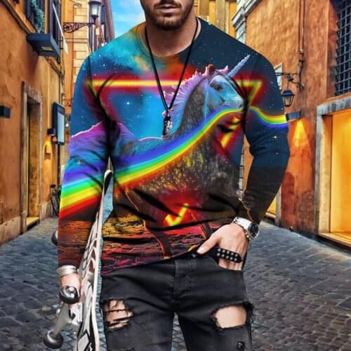 Retro Style Printed Spring Autumn Casual T Shirt Streetwear Fashion Men T-Shirt Long-Sleeved Loose Oversized T-Shirt Male Tops