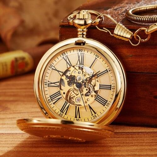 Vintage Unisex Fashion Mechanical Pocket Watch Men Hand Wind Simple Pocket & Fob Watch Luxury Male Clock Chain