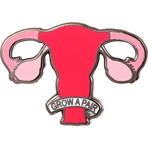 Grow A Pair Uterus Cute Feminist Pin