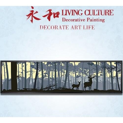 YongHe Nordic Style Europe Elk in Forest Decorative Painting streamer Spray Painting wall deco Frameless ink Poster 5 sizes