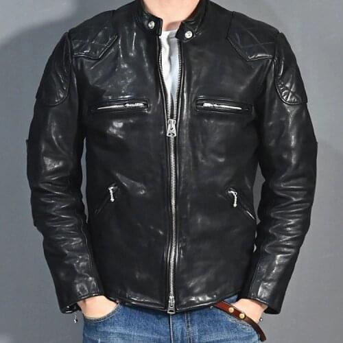 YR!Free shipping.luxury washed batik horsehide jacket,vintage Motor biker leather clothes,cool slim genuine leather coat