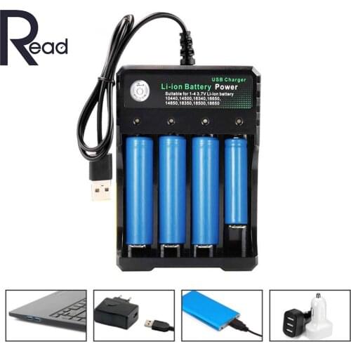 18650 Battery Charger Black AC 110V 220V Dual USB Charging Li-ion 3.7V Rechargeable 1 2 4 Slots Lithium Battery Chargers Station