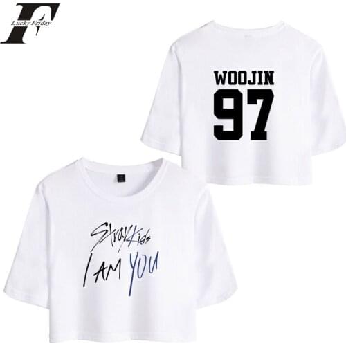 2018 Stray Kids kpop I Am You Idol tshirt hit hop tee Tops cotton Short Sleeve T-shirt Women Summer Crop Top Hip Hop Clothes