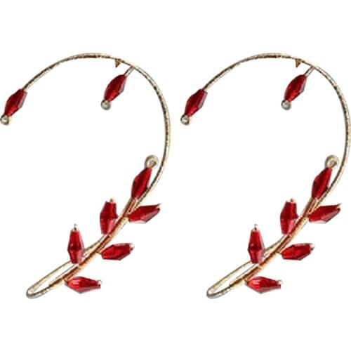 Vintage Ear Cuff Earrings Women Fashion Beading Ear Hook Non-Piercing Ear Wrap Crawler Hook Earrings With Gift Box RERI8