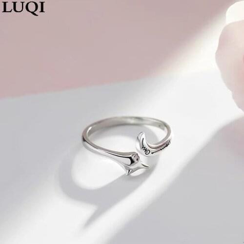 S925 silver fashion personality little fox female open ring JZ200012