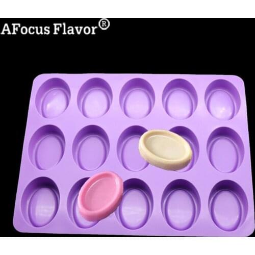 1 Pc Silicone Mold 15 Holes Oval Bread Baked Muffins Stencil Cakes Of Soap Natural Soap Cheesecake Brownie Candy Mold Making