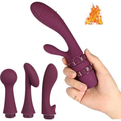 10 Frequency Heating AV Wand Dildo Vibrators G-spot Vagina Massager Dual Vibrating Body Massage Vibrator Sex Toys For Woman A3