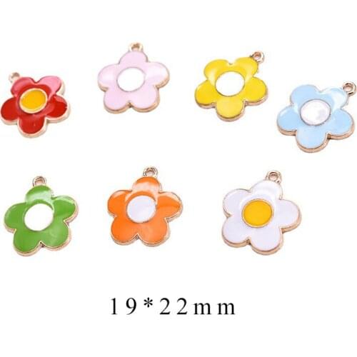 10pcs/Lot 19*22mm Flower Diy Handmade Oil Enamel Charms Design for Jewelry Making Earring Bracelet or Necklace