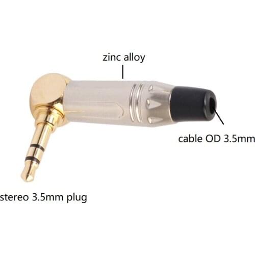10pcs/lot Right Angle 3.5mm Male Plug Microphone Plug Stereo Audio Plug Earphone Connector